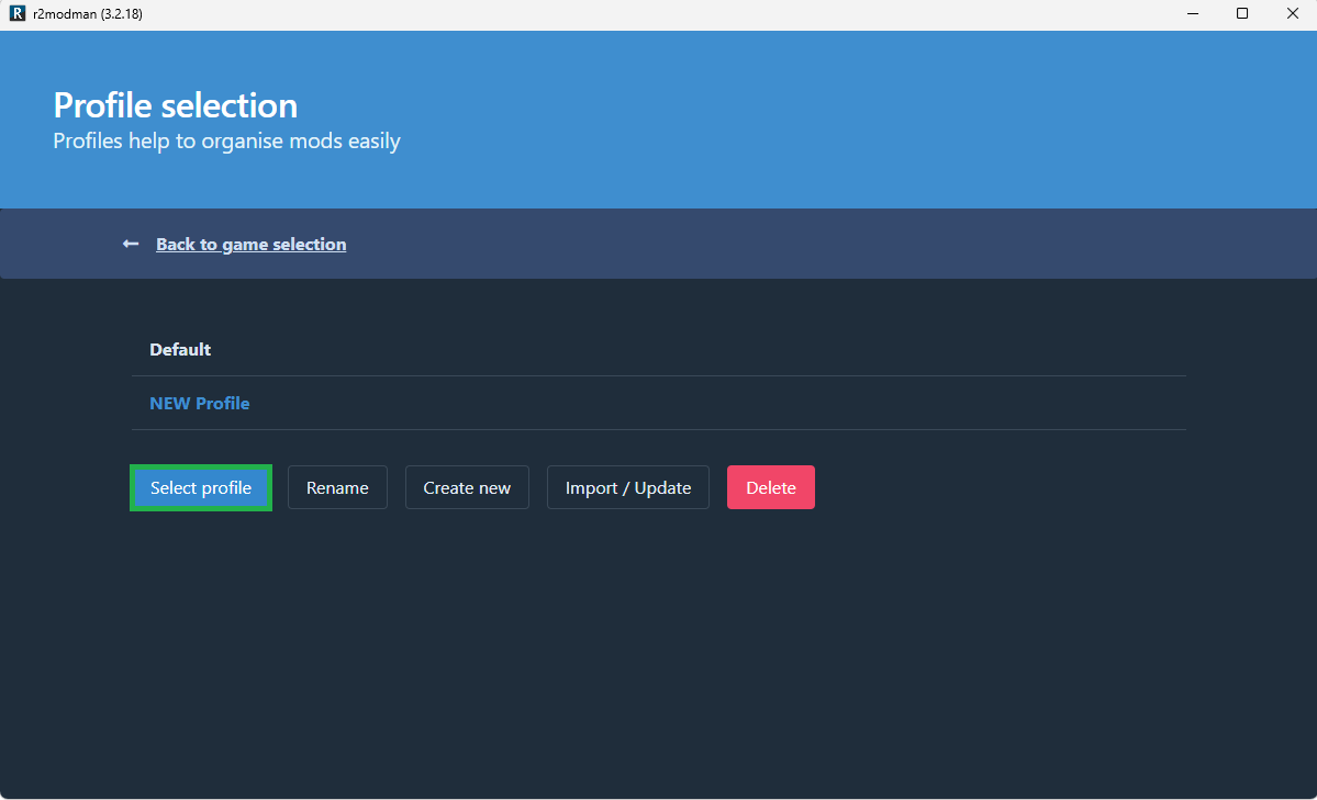 Select new profile