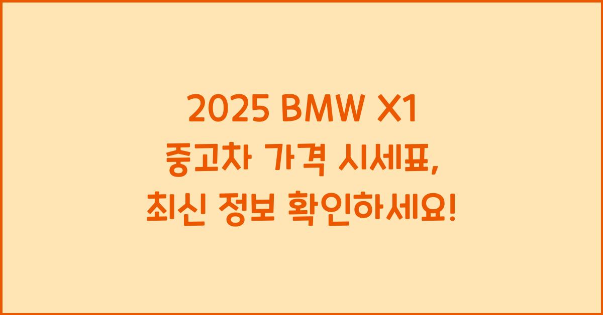 2025 BMW X1 중고차 가격 시세표