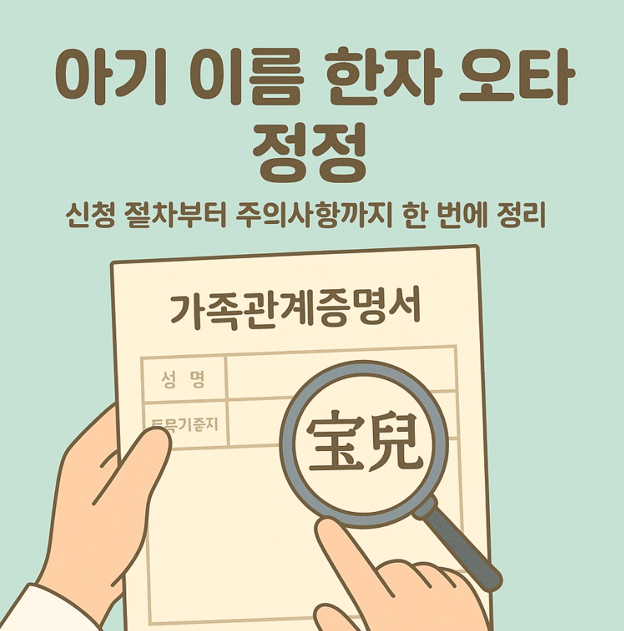 아기 이름 한자 오타 정정