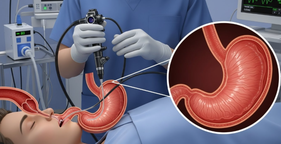 수면으로 위내시경을 받고 있는 모습