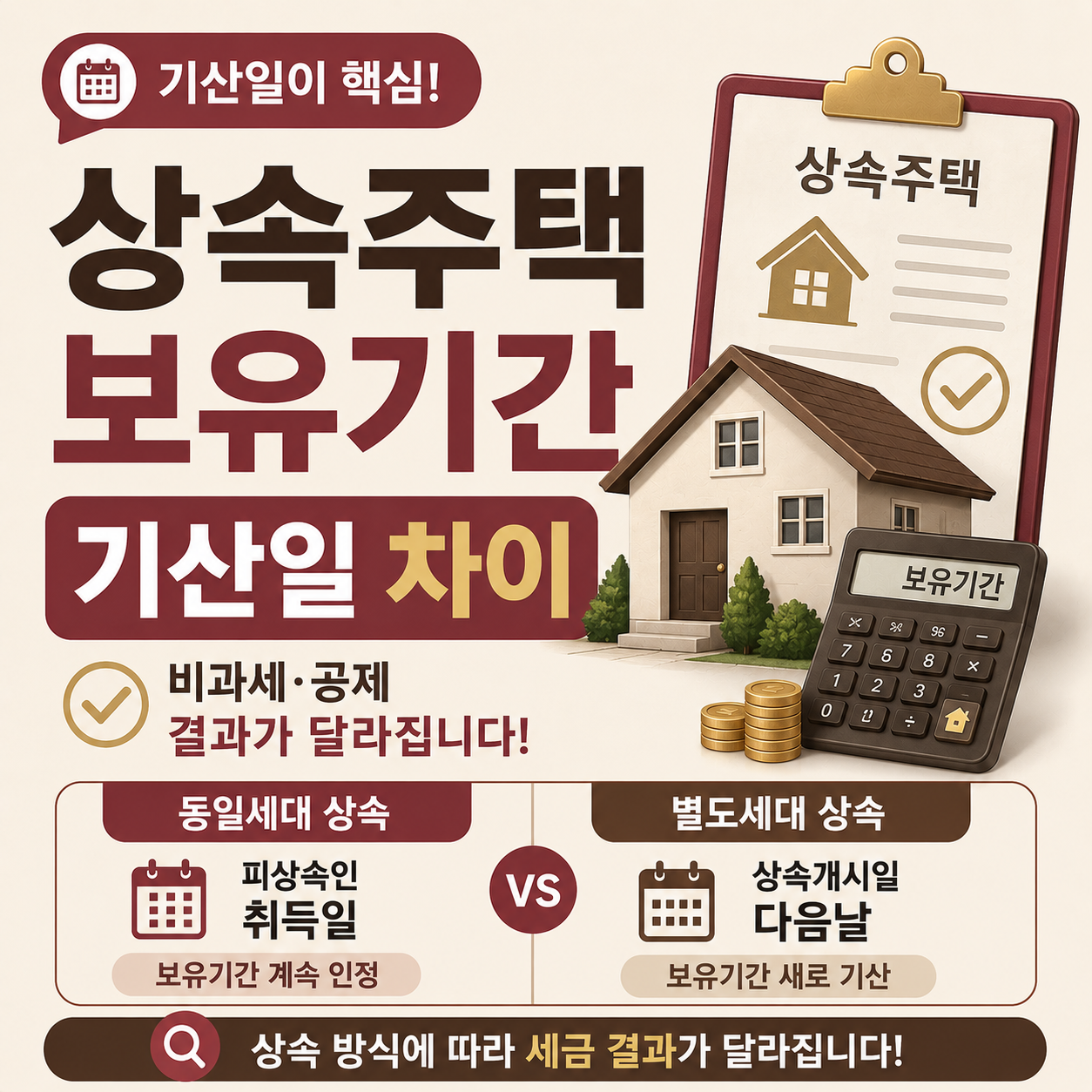상속주택 보유기간 계산 기산일 동일세대 별도세대 차이
