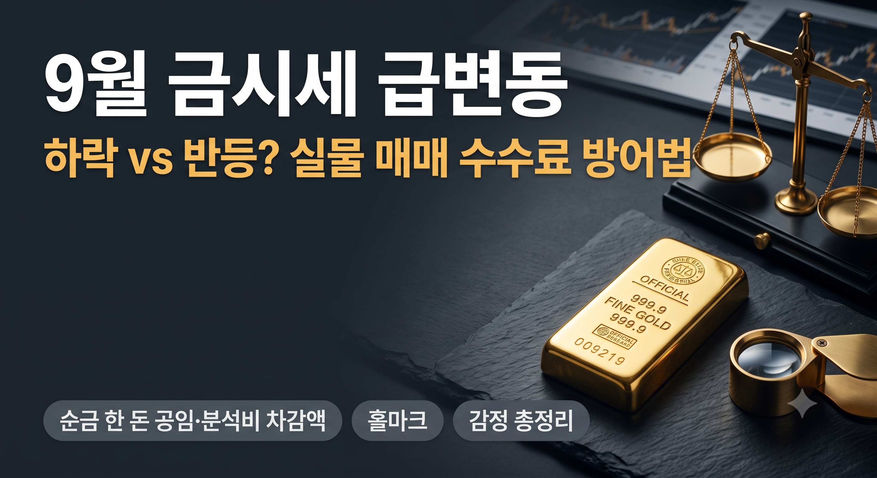 9월 금시세 하락 vs 반등 시나리오: 순금 한 돈 실물 매매 가이드와 수수료 방어법