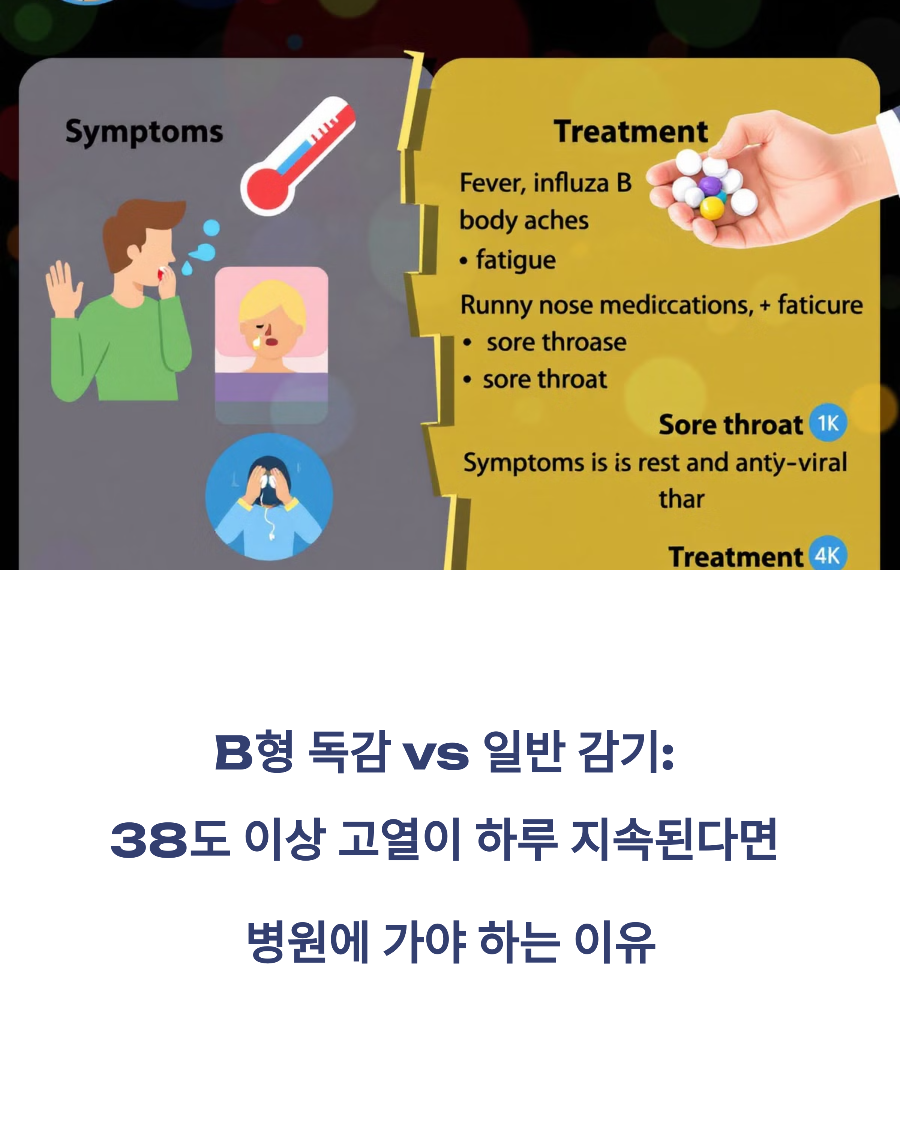 B형 독감 vs 일반 감기 38도 이상 고열이 하루 지속된다면 병원에 가야 하는 이유