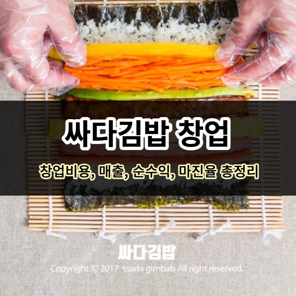 싸다김밥 창업 분석(매출, 수익, 마진)