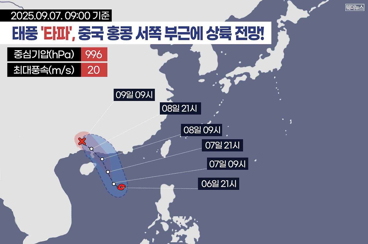 태풍 16호 타파 중국 상륙