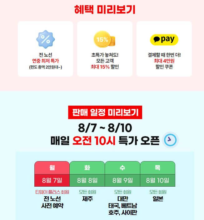 티웨이 얼리버드 혜택