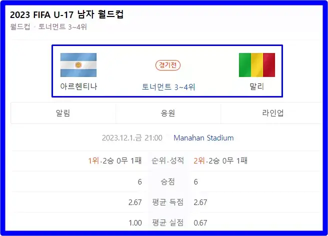 아르헨티나 vs 말리 축구 무료 중계