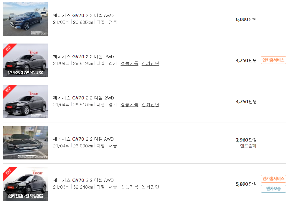 GV70-중고차-가격-디젤