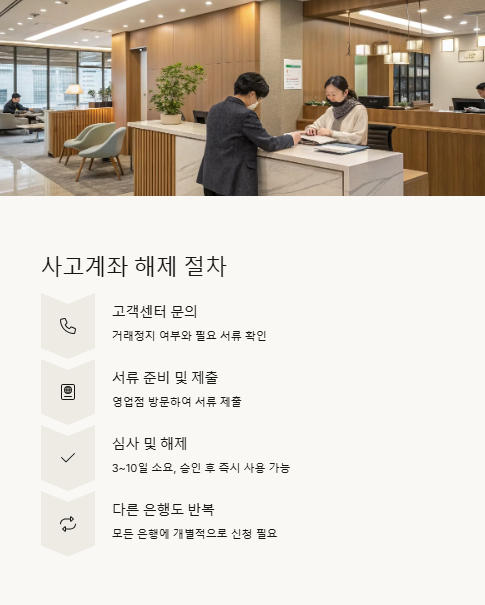 사고계좌 해제 절차