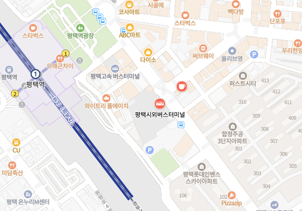 평택시외버스터미널 위치-지도