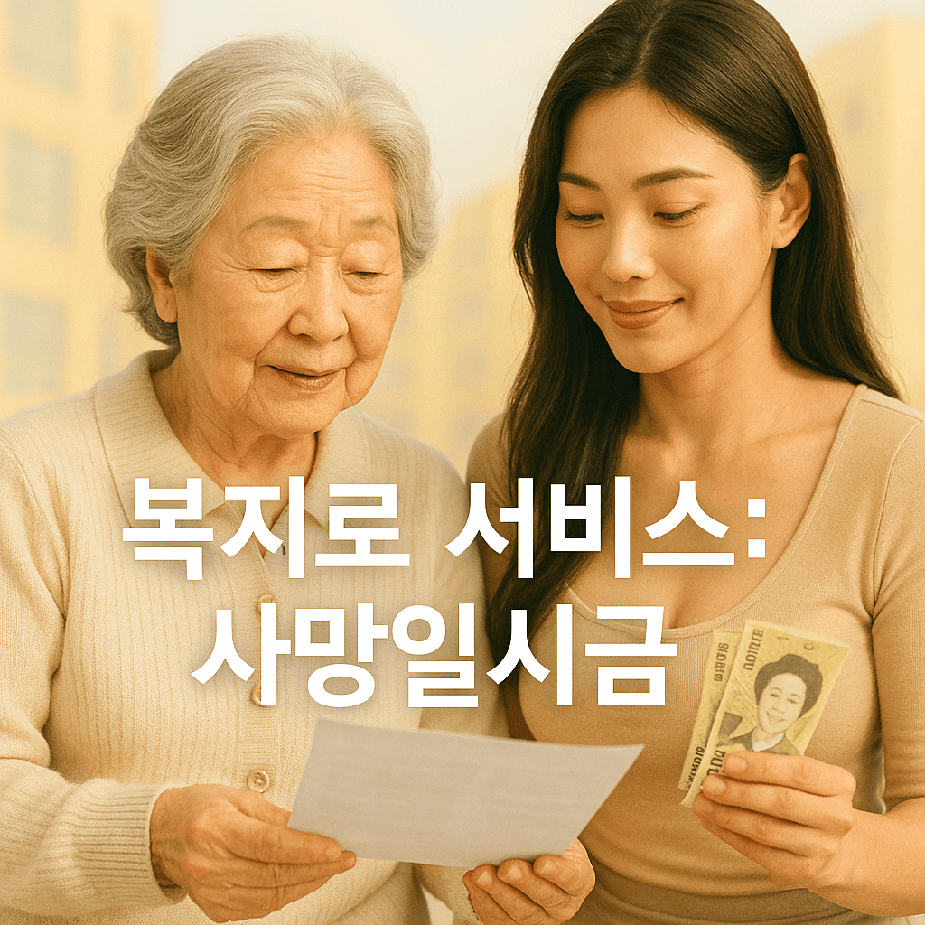 밝은-배경의-도시-건물-앞에서-한국인-노년여성과-젊은여성이-서류를-함께-보며-미소짓는-장면-젊은여성은-한손에-현금-지폐를-들고-있음-따뜻하고-신뢰감-있는-분위기