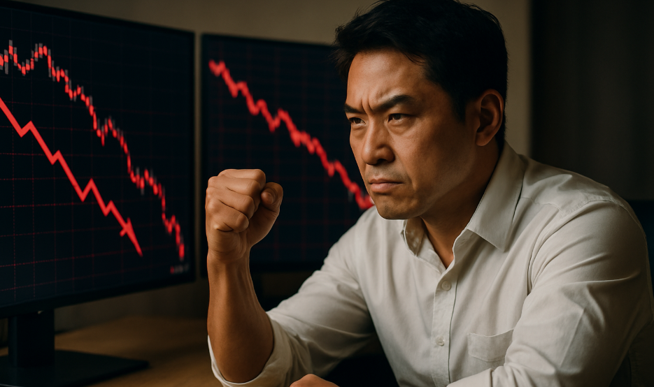 하락장에도 버텨내는 주식 투자자 이미지