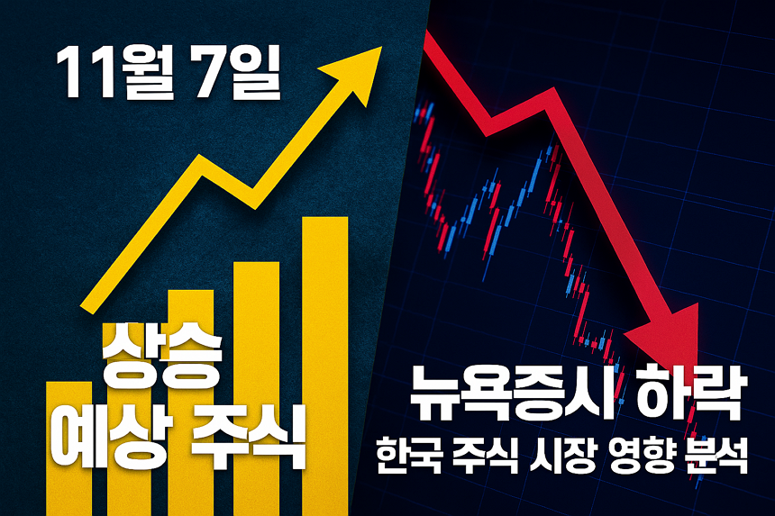 오늘, 11월 7일 상승 예상 주식, 뉴욕증시 하락, 한국 주식 시장 영향 분석