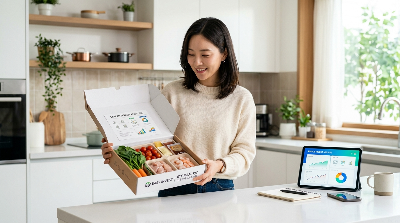 ETF 포트폴리오가 밀키트처럼 박스안에 들어있는 모습