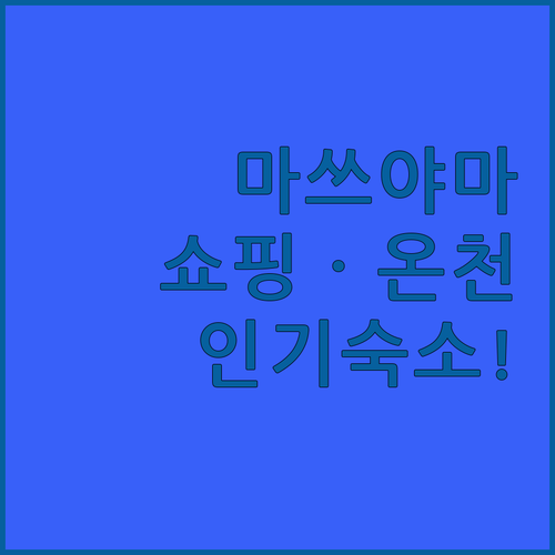마쓰야마 자유여행 호텔 선택 가이드 ..