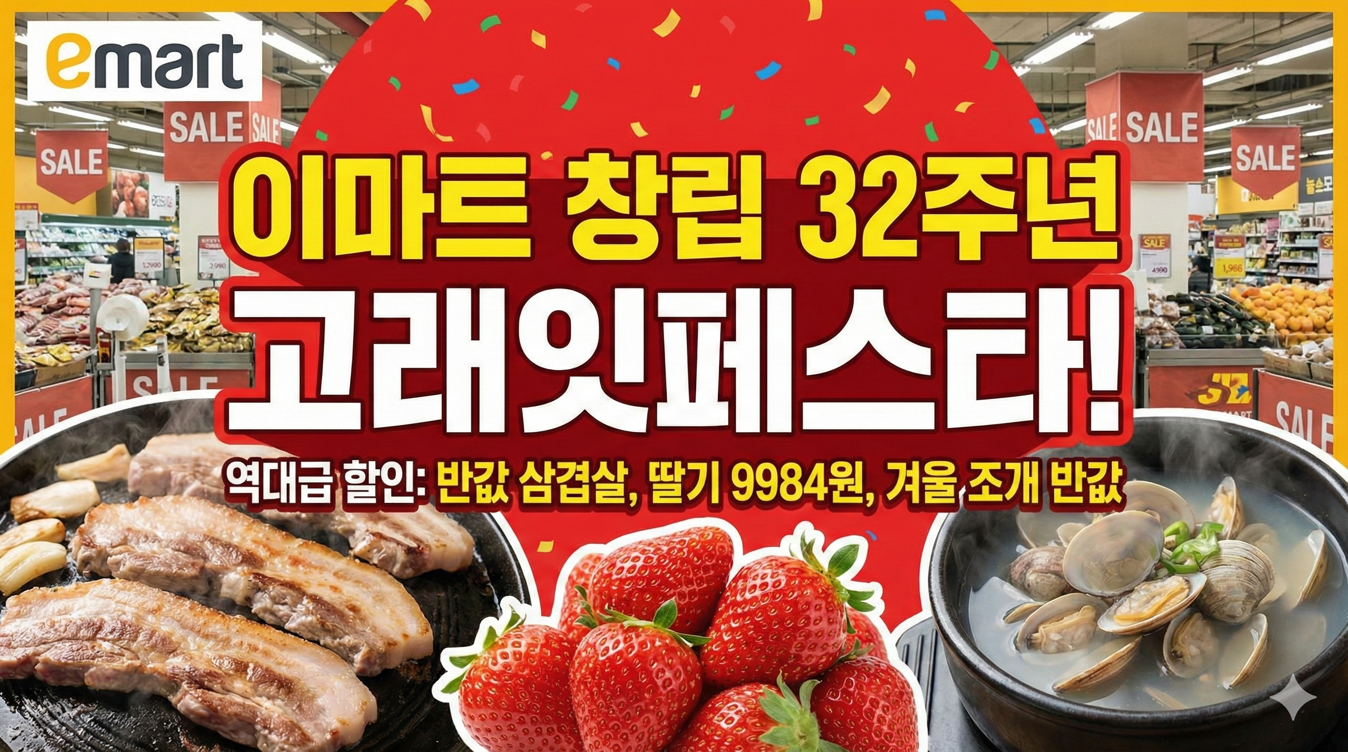 이마트 고래잇페스타 12월 행사 기간 &amp; 반값 삼겹살 딸기 가격 총정리 (창립 32주년 세일)