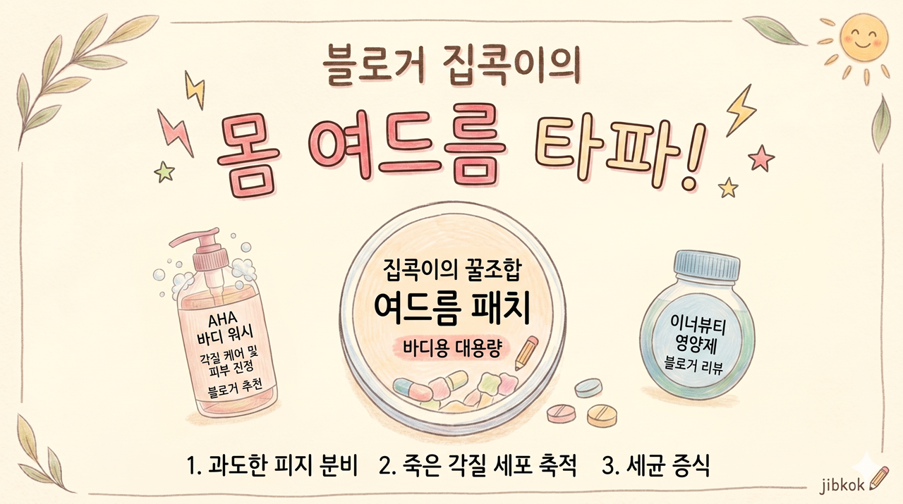 집콕이가 색연필로 직접 그린 몸 여드름 타파 썸네일 (Jibkok's colored pencil drawing body acne care thumbnail)