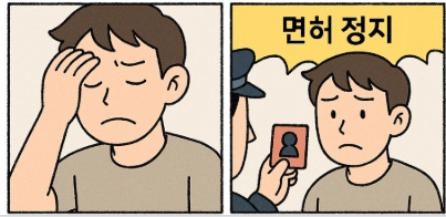 면허정지 당하는 만화2컷
&quot;면허정지!&quot;