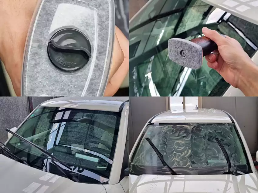 셀프 세차장에서 유막을 제거하던 모습입니다.