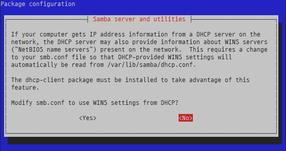 삼바(Samba) 설치 중 나오는 메시지