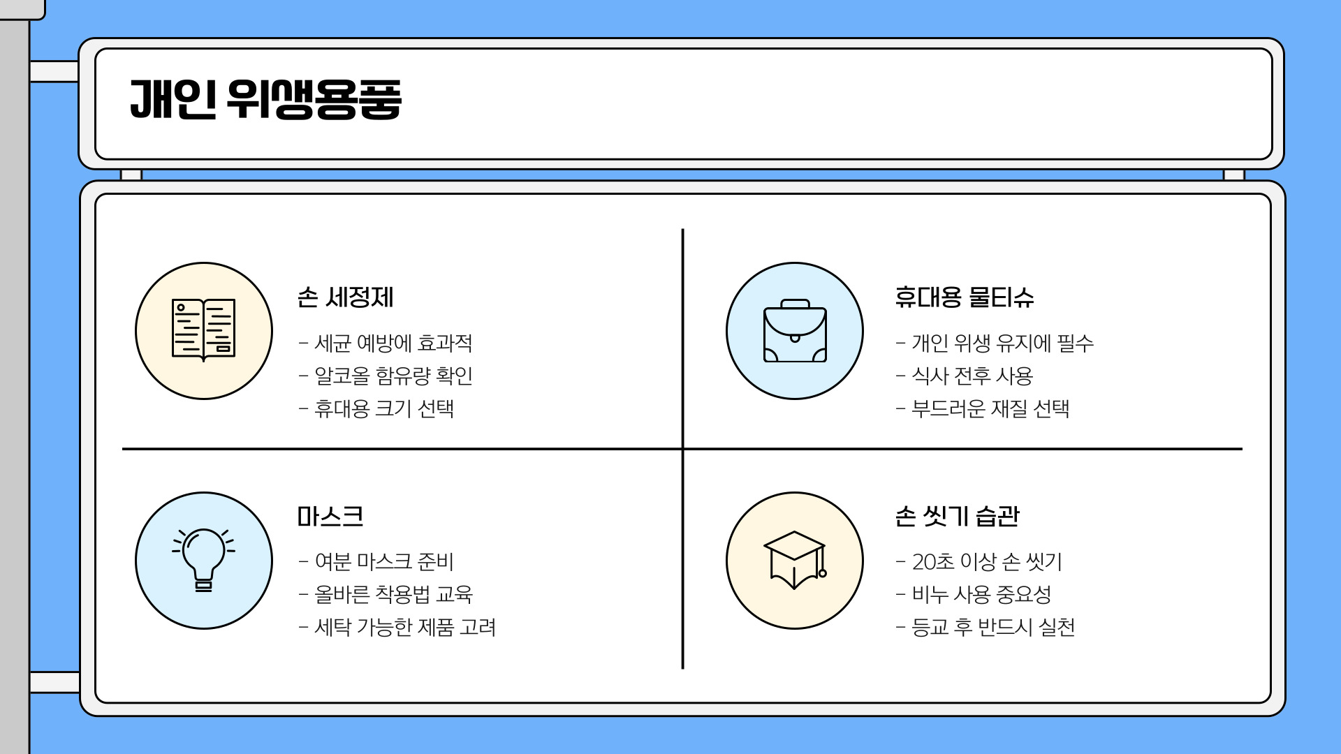 초등학교 첫 학기 준비물 체크리스트