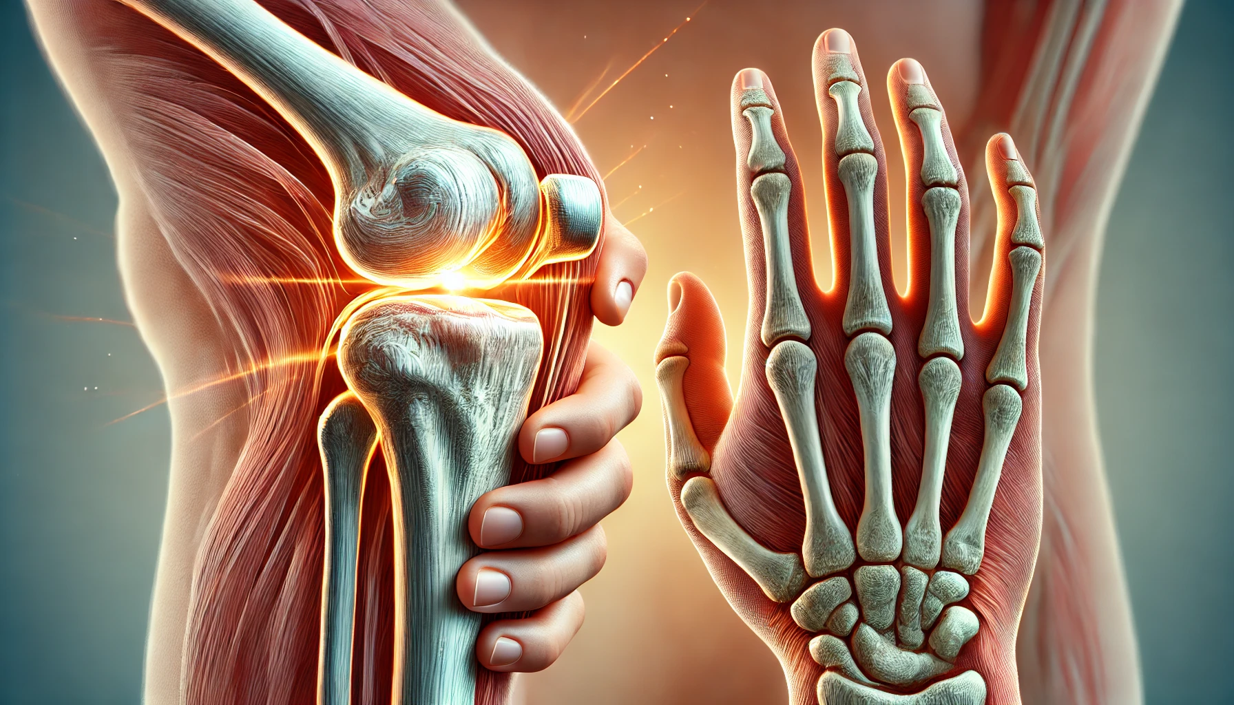 사람의 무릎과 손의 관절 및 뼈