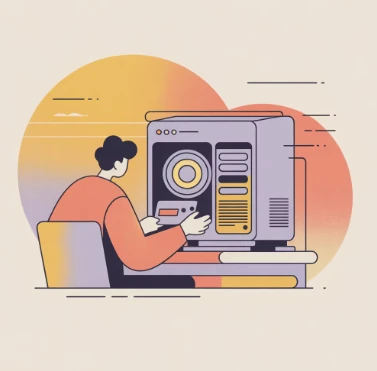 PC 구매 전 사양 검증을 하는 일러스트 예시 이미지