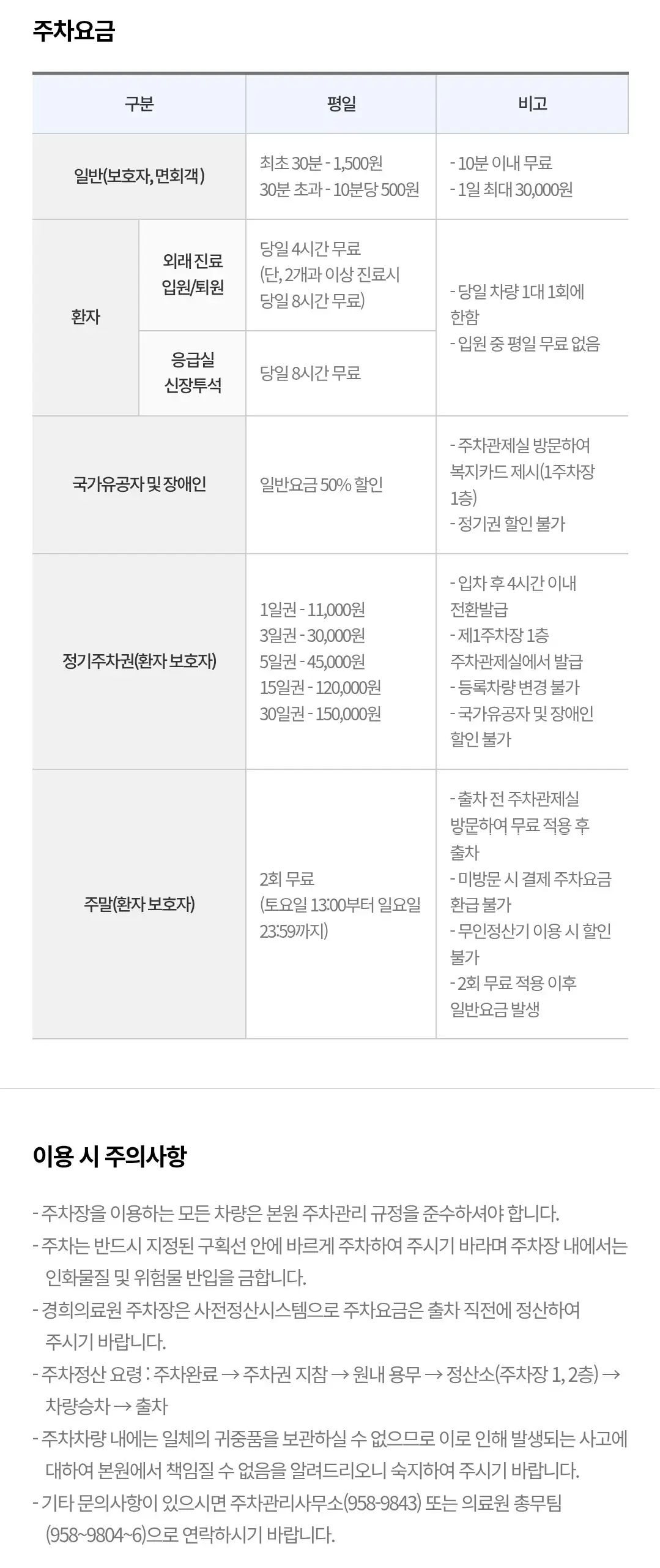 지하철1호선, 경춘선 회기역 1번출구 앞 회기동 경희대학교병원 전용주차장 위치 및 주차비 안내
