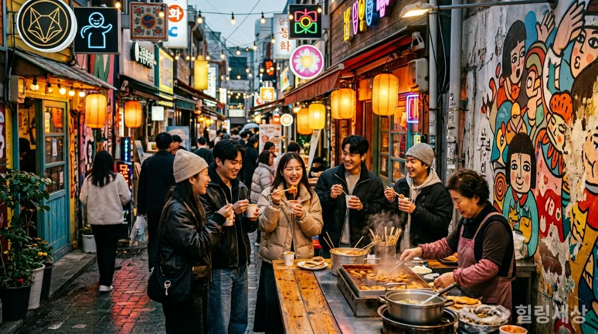 힙한 로컬 식당에서 현지 음식을 즐기는 MZ세대