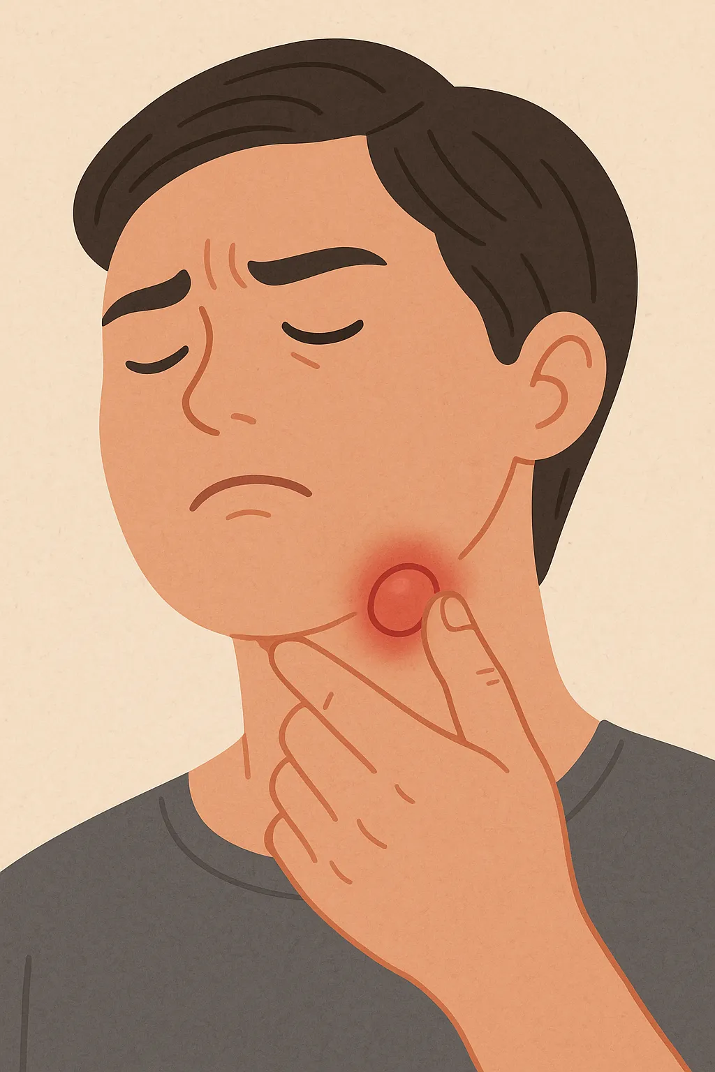 턱-아래-멍울을-확인하는-일러스트-이미지로-림프절-염증이나-기타-건강-이상을-의심할-수-있는-상황을-표현