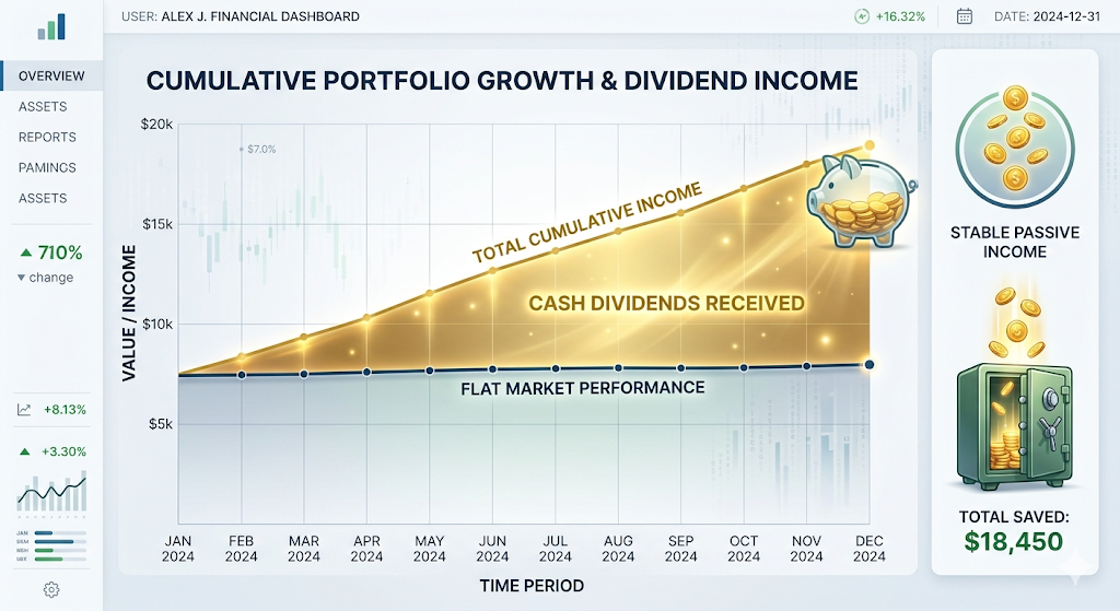 횡보장과 하락장에서 옵션 프리미엄이 수익을 방어해주는 커버드콜 액티브 수익 구조 도표