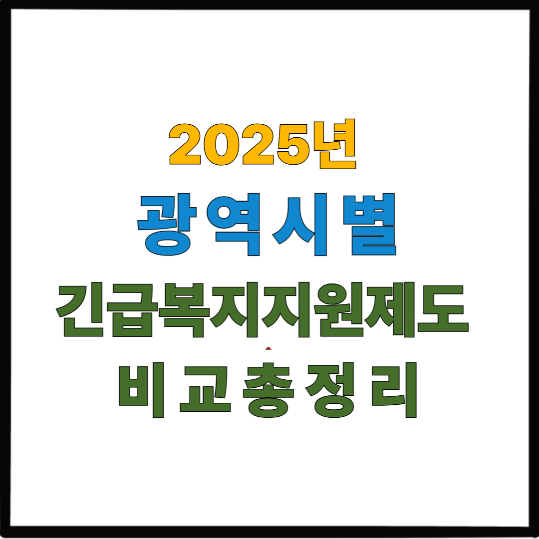 2025년 광역시별 긴급복지지원제도 비교 총정리