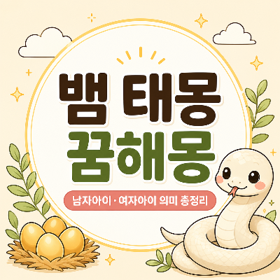 뱀꿈해몽 태몽 남자아이 여자아이 의미를 표현한 흰 뱀 만화 일러스트