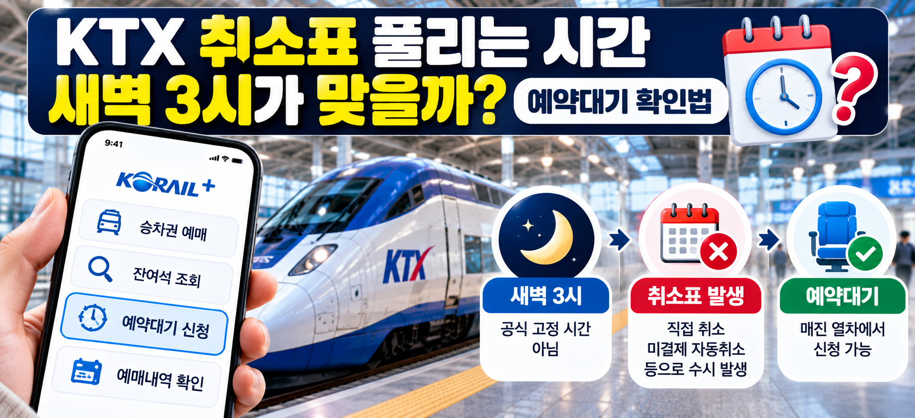 KTX 취소표 풀리는 시간과 예약대기 확인법