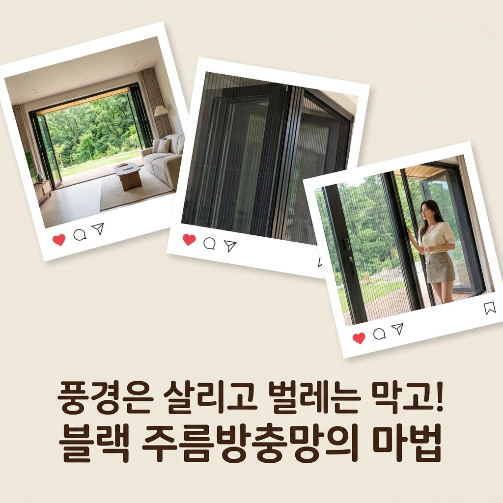 아이비의 선택! 양평 전원주택 거실 뷰를 살리는 블랙 주름방충망 시공 솔루션