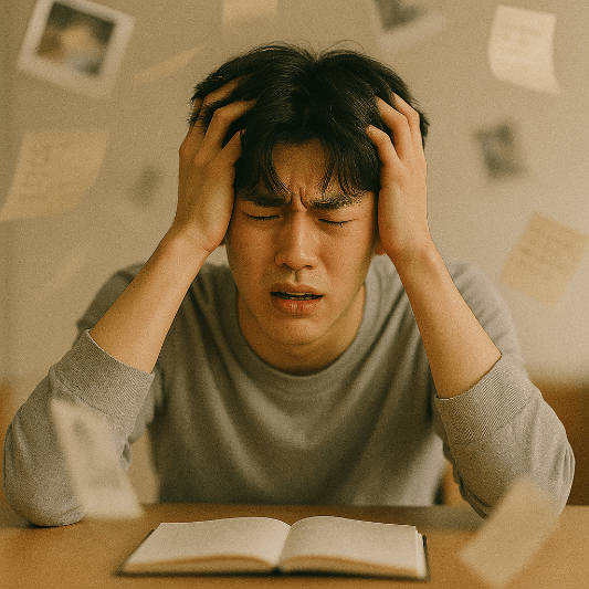 "20대 초반 한국인 여성, 지적인 아이돌 느낌, 배경에 뇌 MRI 이미지와 해마&middot;편도체가 강조된 홀로그램, 실험실 조명, 533x533px"