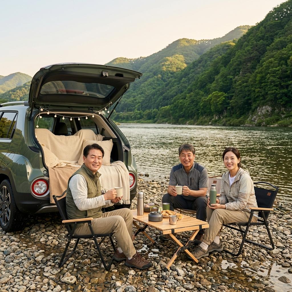 강원도 노지 차박, 홍천강변의 그림 같은 풍경