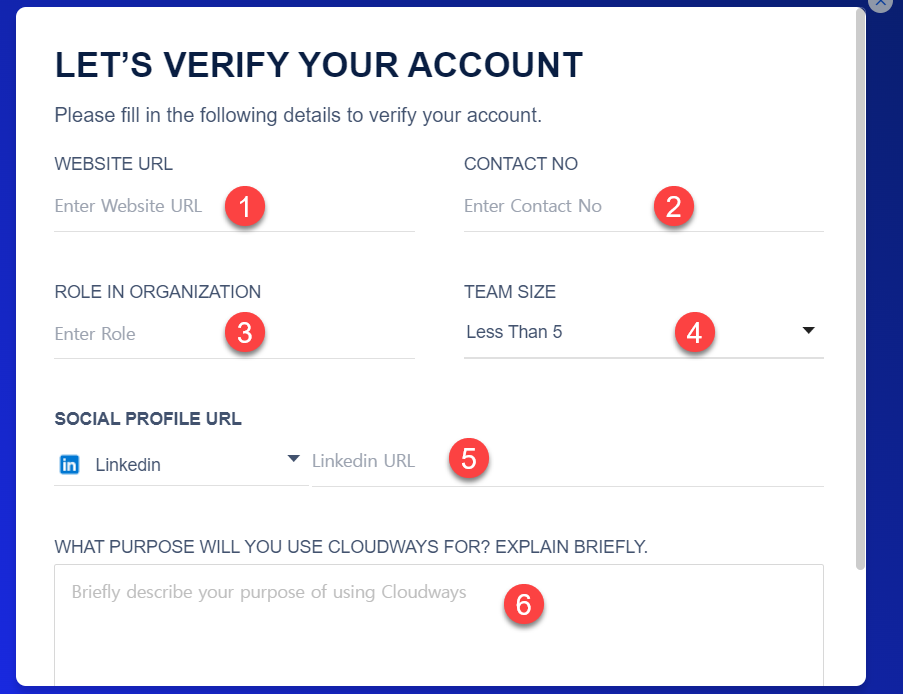 클라우드웨이즈 가입 시 Let's Verify Your Account(계정 확인) 화면이 표시되는 경우