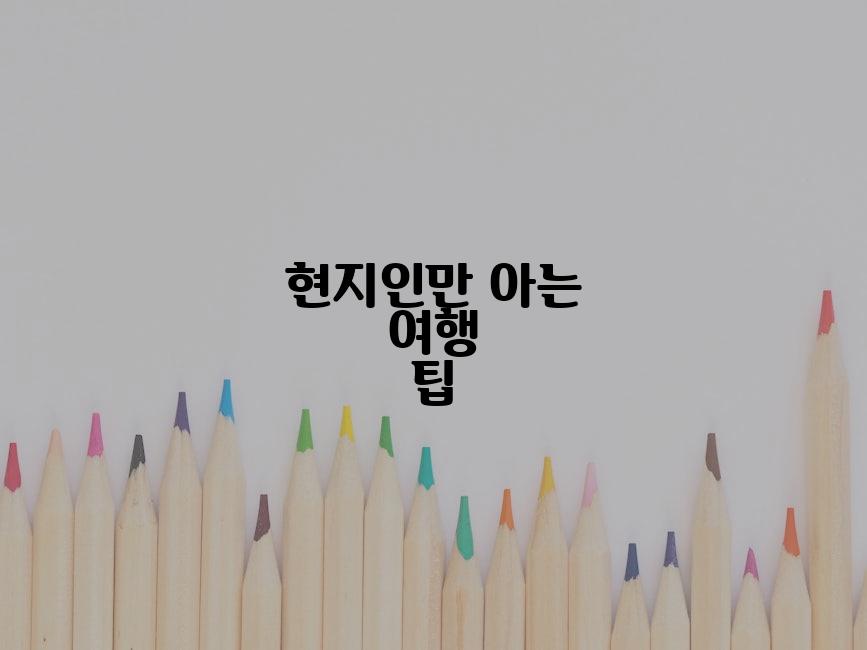 현지인만 아는 여행 팁