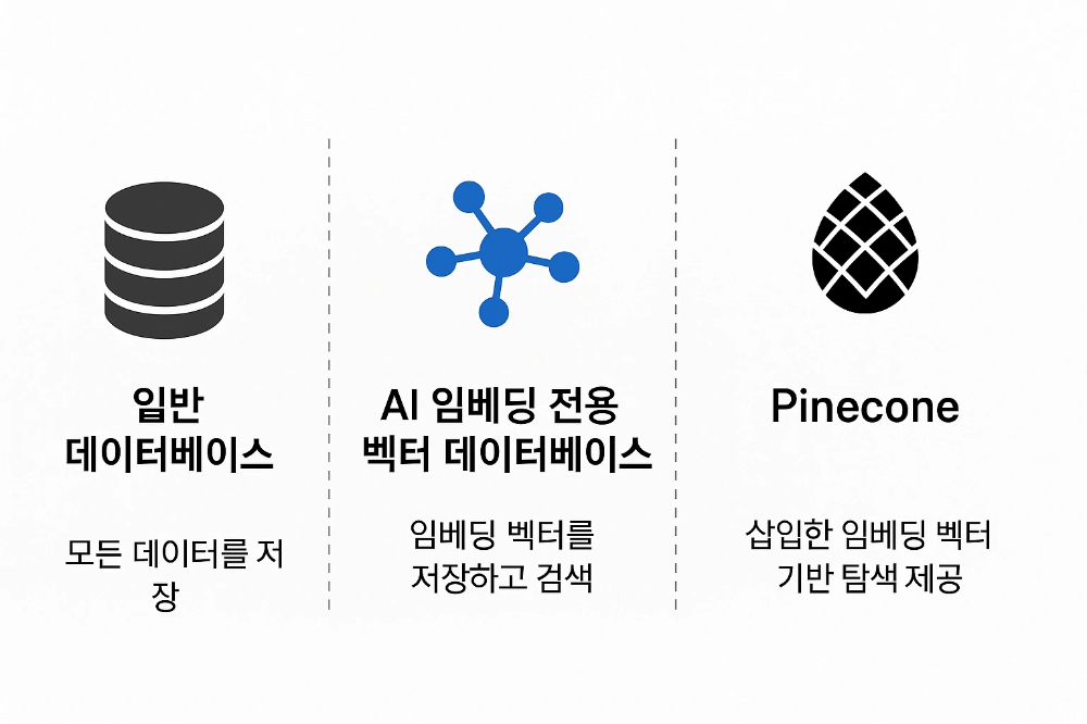Pinecone AI 벡터 데이터 베이스와 일반 데이터베이스 비교