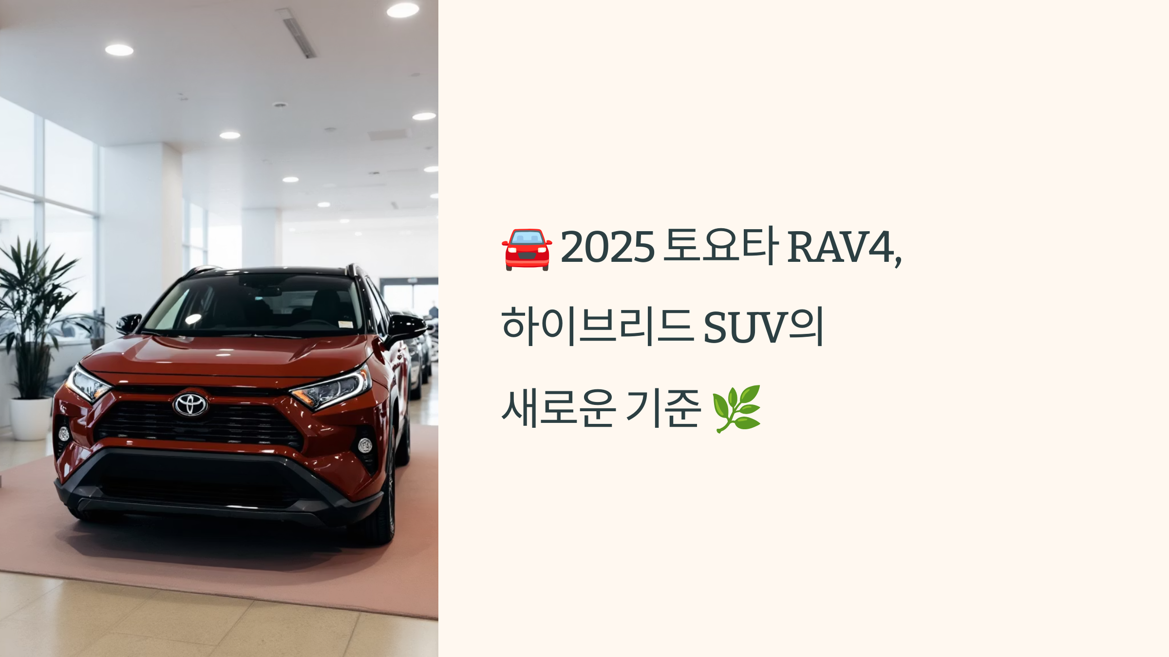🚘 2025 토요타 RAV4, 하이브리드 SUV의 새로운 기준 🌿