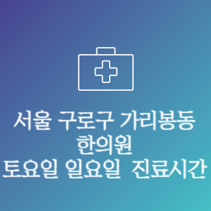 서울 구로구 가리봉동 한의원 주말 토요일 일요일 문여는 병원 진료시간