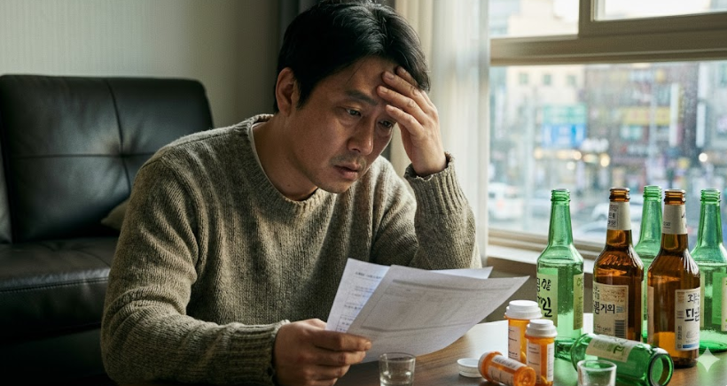 술 때문에 간질환에 고민하는 40대 한국인 남성
