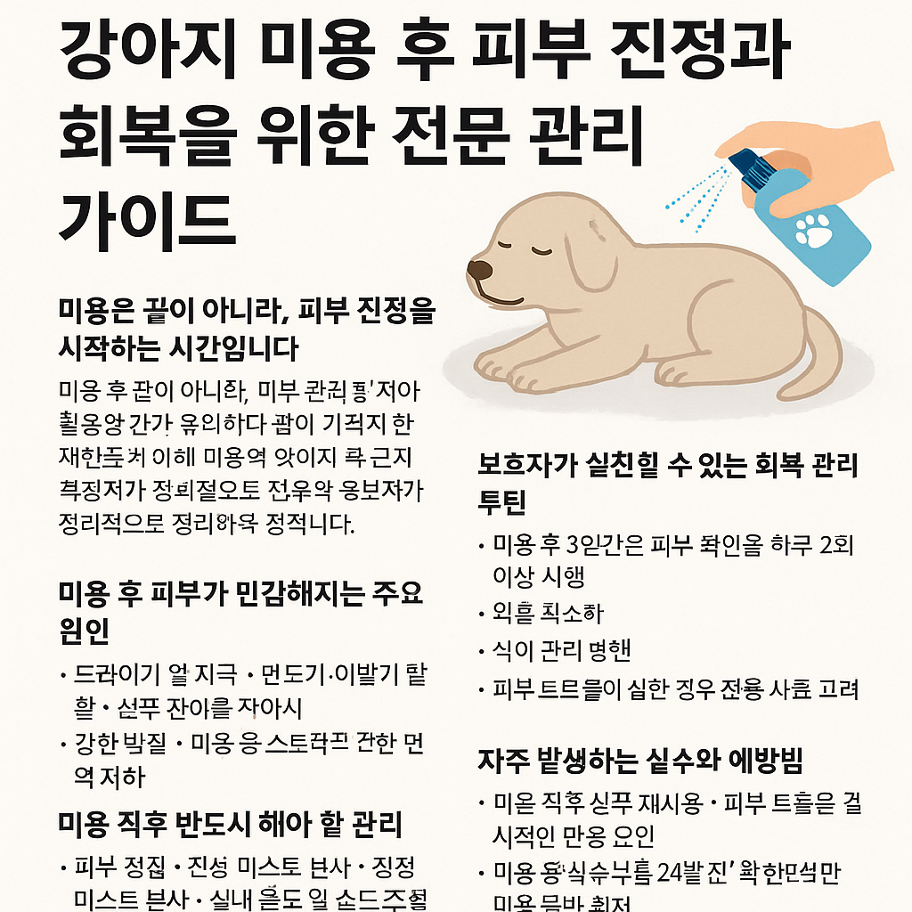 강아지 미용 후 피부 진정 관리 가이드 사진