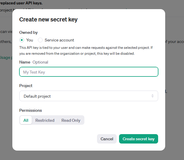 api key 생성