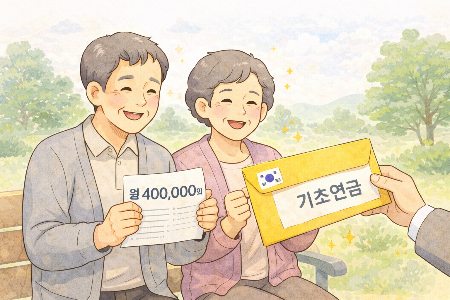 기초연금 신청 후 혜택을 받고 있는 사람들의 이미지
