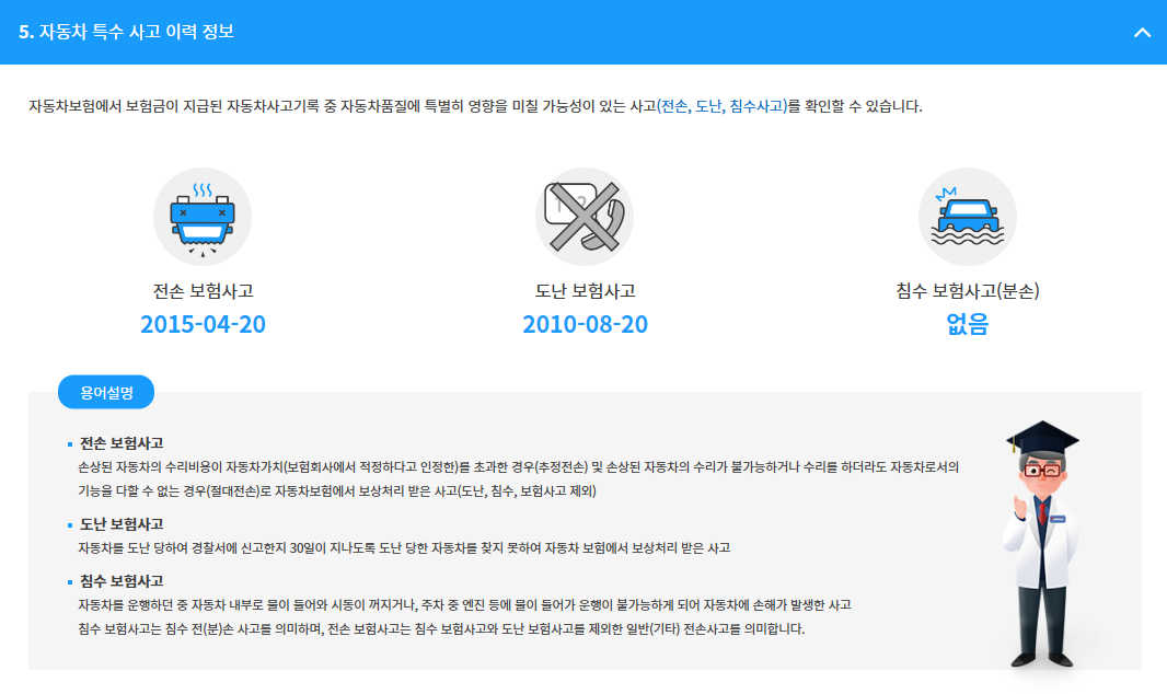 침수차량 구별법, 침수차량 조회 바로가기