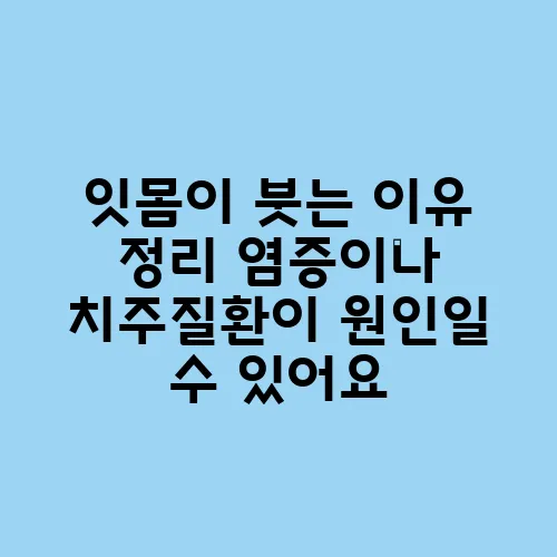 잇몸이 붓는 이유 정리 염증이나 치주질환이 원인일 수 있어요