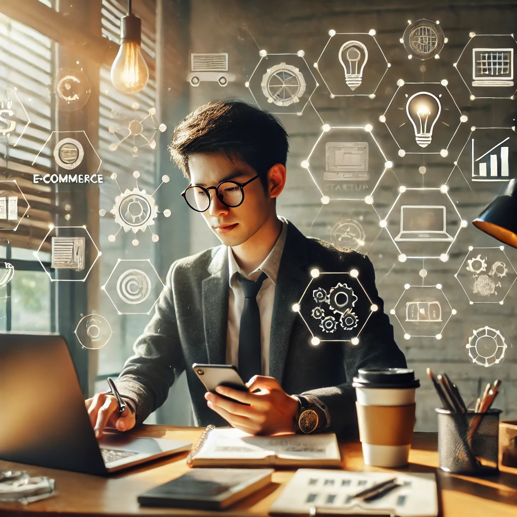 <img src="https://oaidalleapiprodscus.blob.core.windows.net/private/org-7e4QF2z3XYZF1ZpQvByVvIUx/user-IZ5Jv5htFl3V6dQoE9tAvyWF/img-0LJW9Qc6OBKmmmkc.png" alt="집에서 시작하는 온라인 창업 - 창업가의 업무 공간" width="1200" height="630">