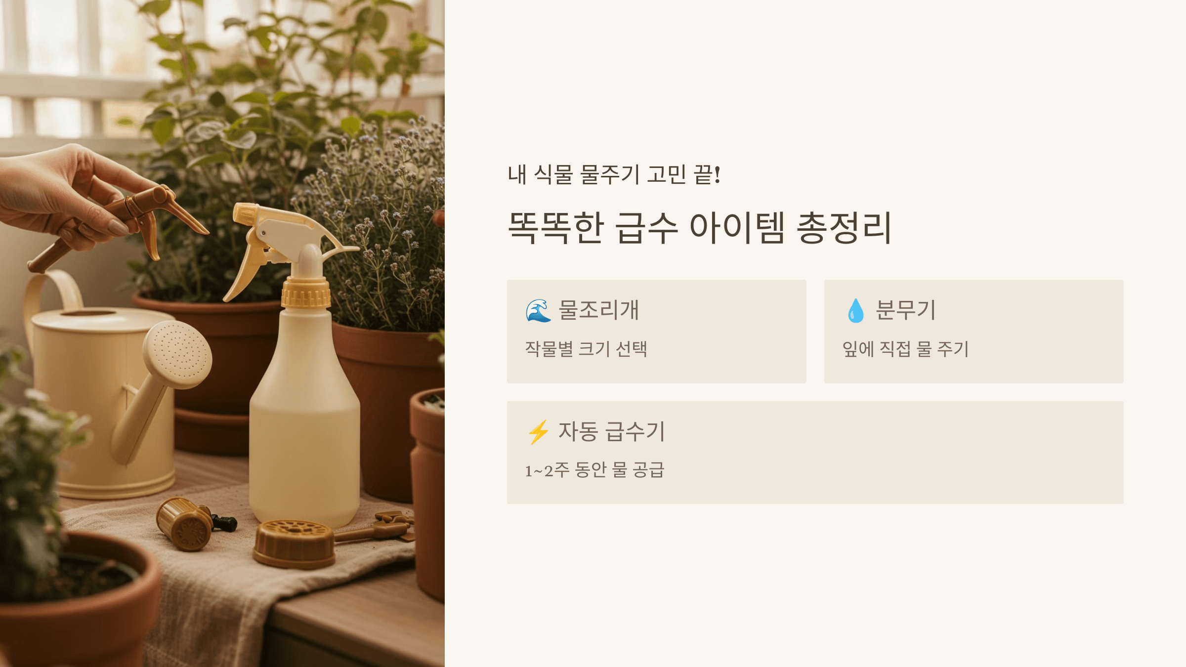 물 주기 필수템! 자동 급수기 & 분무기